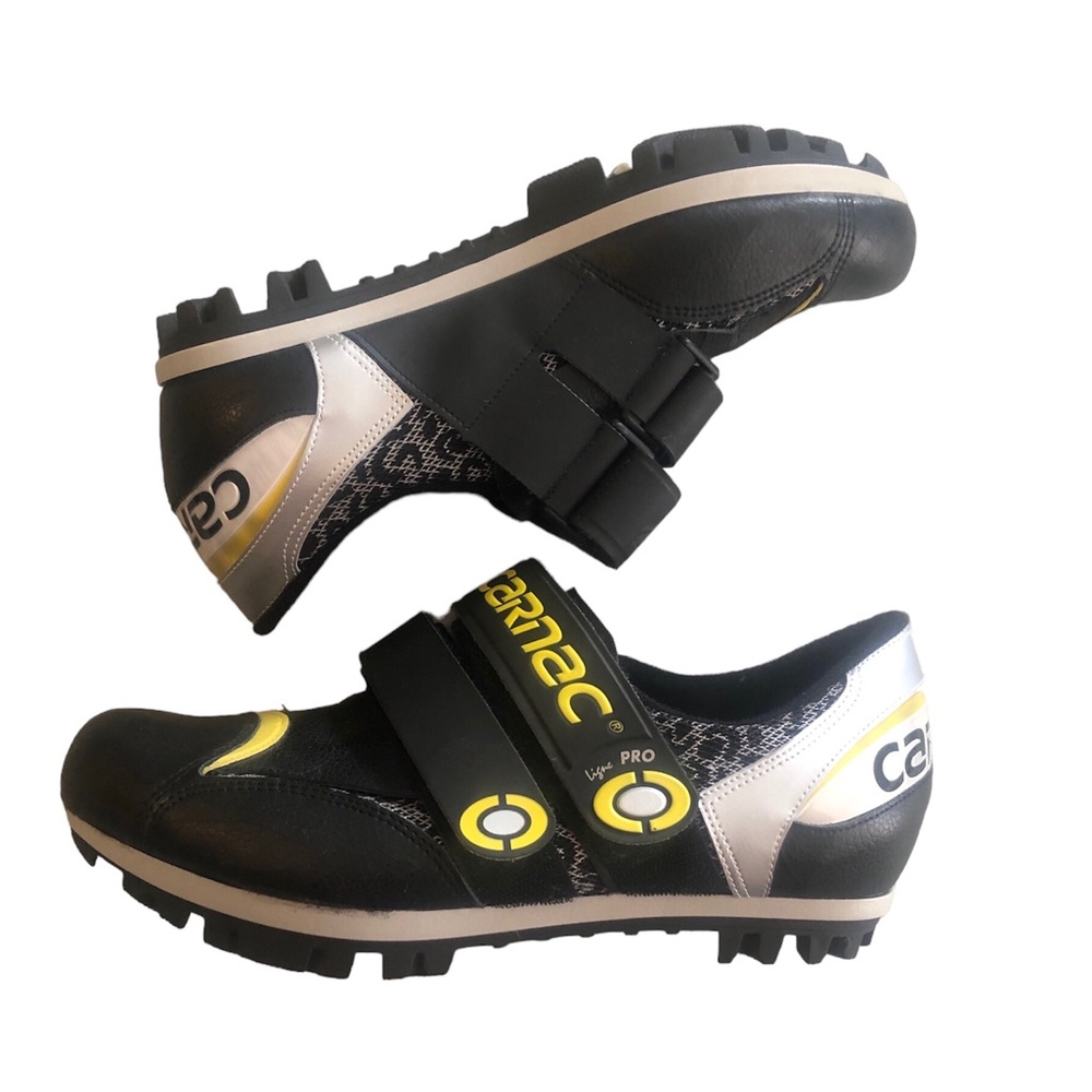 Carnac Women’s Cycling Shoes Black & Gray with Yellow Accent Sz 39